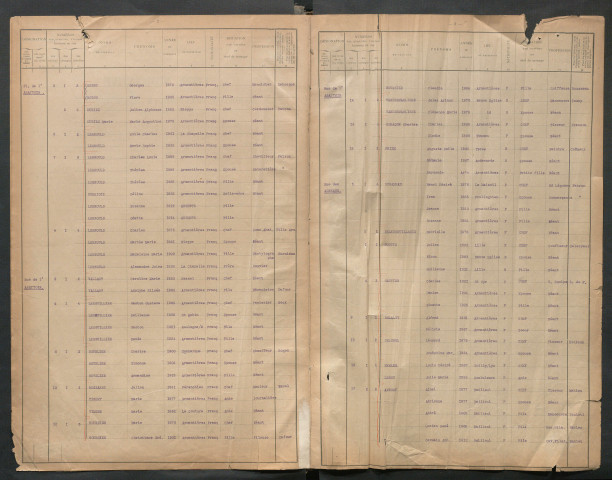 Recensement de population : listes nominatives par rues.