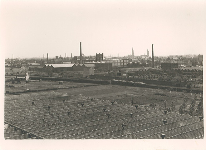 Vue sur les toits d'usines prise depuis la brasserie Motte-Cordonnier