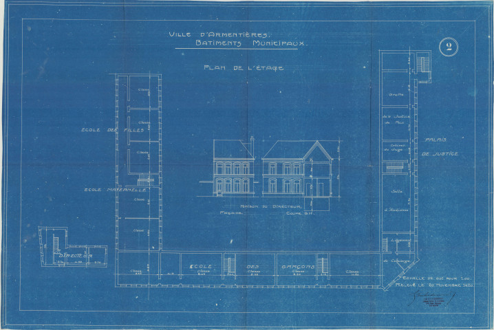 Groupe scolaire Gambetta. - Construction : plans.