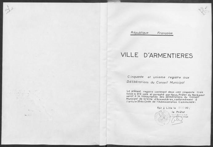 Conseil municipal : registre des délibérations.