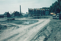 Travaux de comblement de la Lys derrière l'abattoir