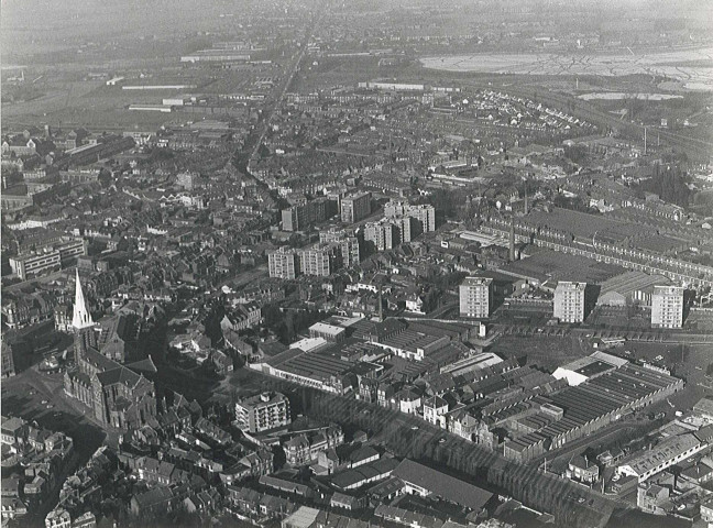 Vue aérienne d'Armentières (Prés du Hem avec étangs gelés)