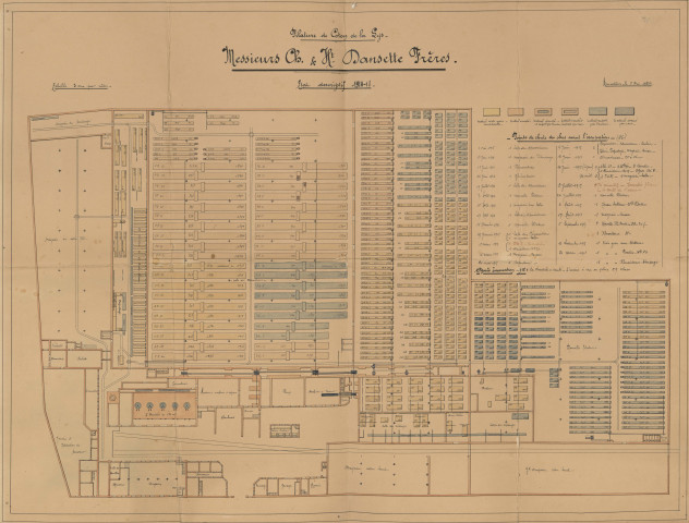 Plan des impacts d'obus tombés sur les usines de Charles et Henri Dansette.