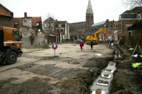 Travaux d'aménagement de la coulée verte après la rue du docteur Chocquet