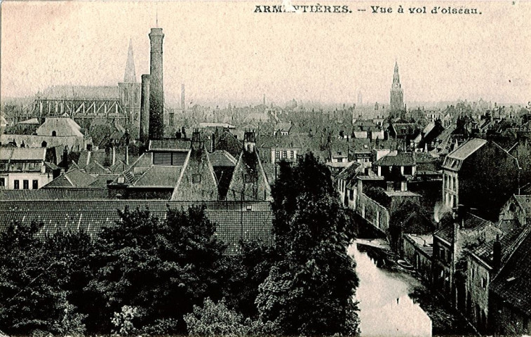 Vue aérienne du centre-ville depuis la tour des brasseries rue de Flandre