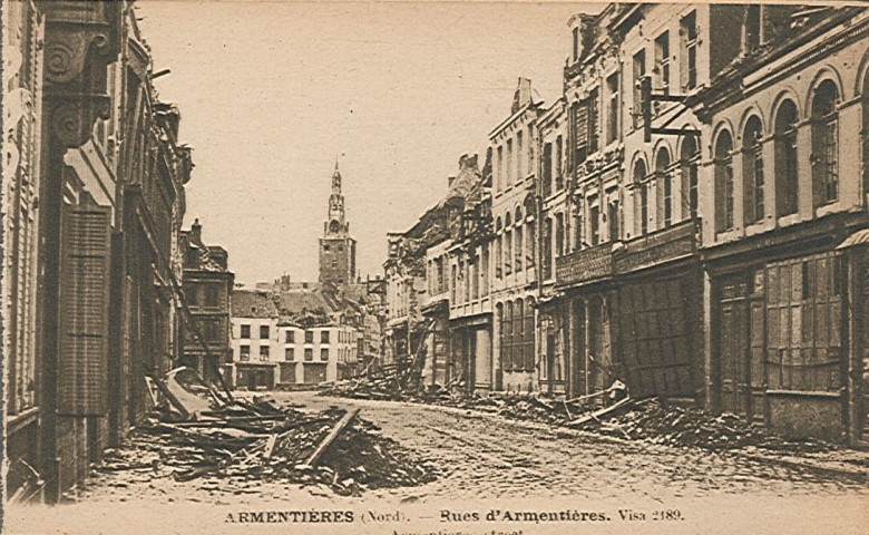 Rue de Dunkerque en ruines