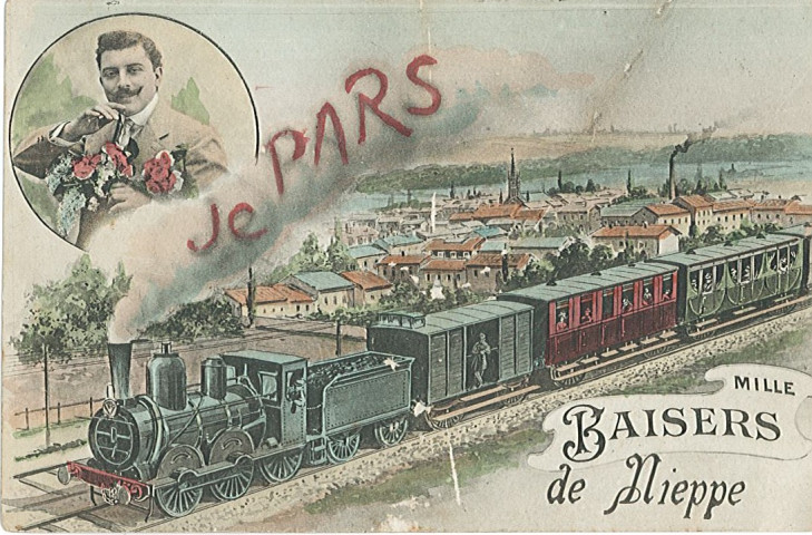 Carte patriotique « Je pars, mille baisers de Nieppe »