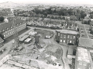 Vue aérienne du chantier de construction du centre hospitalier (CHA)