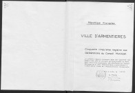 Conseil municipal : registre des délibérations.