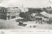 Place de la République avec pharmacie et chapiteau