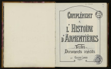 LAMBIN Gustave, Complément à l'Histoire d'Armentières, textes, documents inédits, 1939, 633 p.