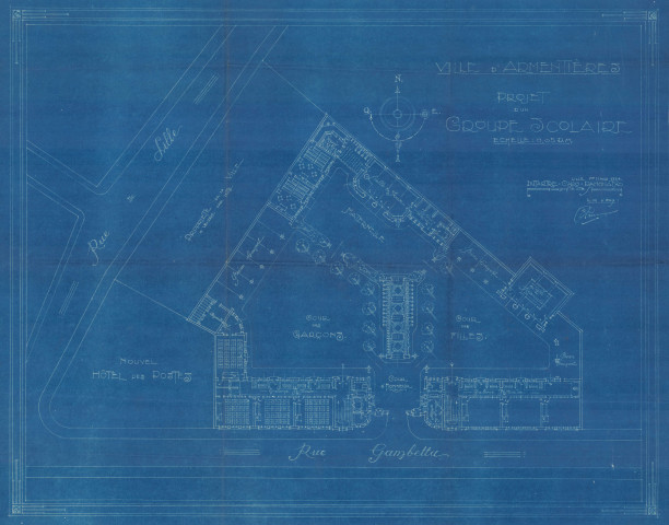 Groupe scolaire Gambetta. - Construction : plans.