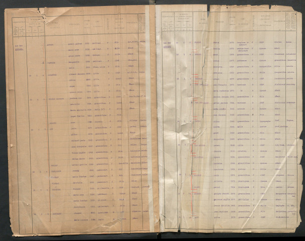 Recensement de population : listes nominatives par rues.