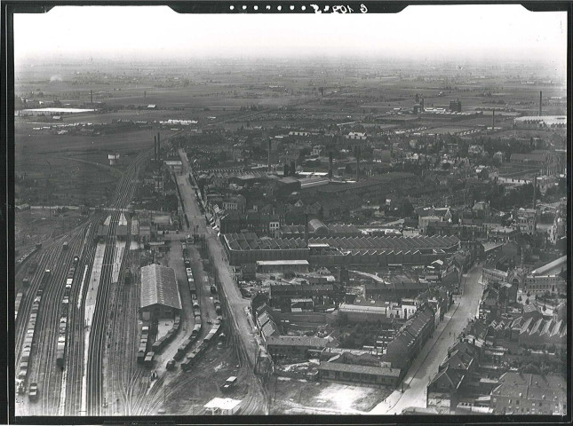 Vue aérienne du quartier de la gare et de la voie ferrée