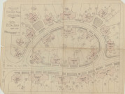 Cité Bonjean (propriété des hospices civils d'Armentières. - Travaux d'entretien, dommages de guerre (voirie et habitations) : états descriptifs des dommages de guerre, délibération, correspondance, plans de situation, plan des canalisations.