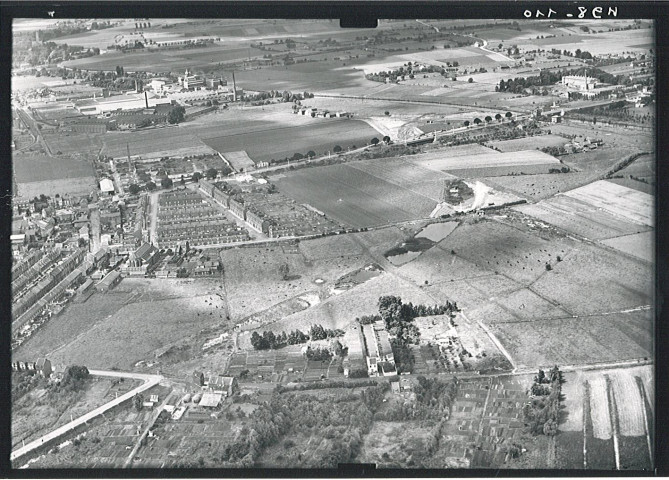 Vue aérienne du creusement du canal de dérivation de la Lys aux Prés du Hem