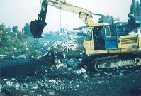 Travaux de comblement de la Lys au niveau du pont National et de l'usine d'incinération
