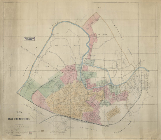 Plan de la ville, répartition en quartiers.