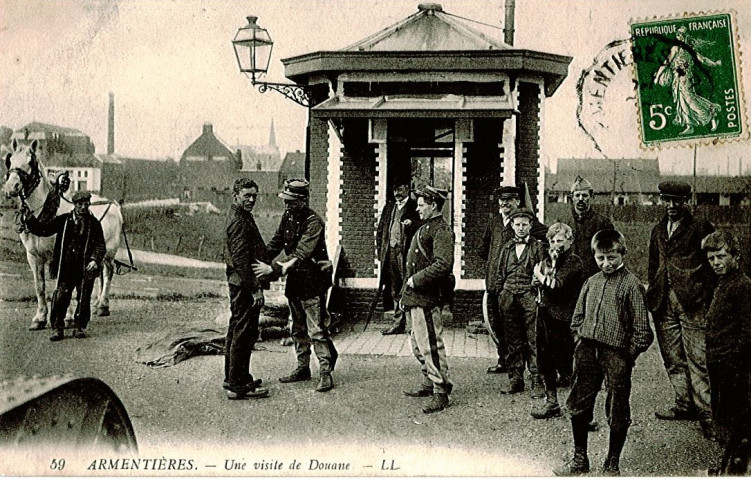 Contrôle de douane [à la passerelle des douanes au canal de la Dérivation]