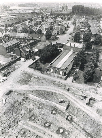 Vue aérienne du chantier de construction du centre hospitalier (CHA)