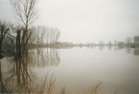 Crue de la Lys, inondation des berges vers la rive belge