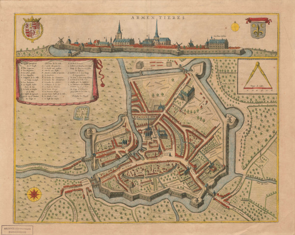 Plan de la ville d'Armentières au XVIIe siècle.
