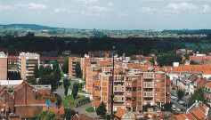 Vue aérienne des immeubles rue des Fusillés et de la coulée verte