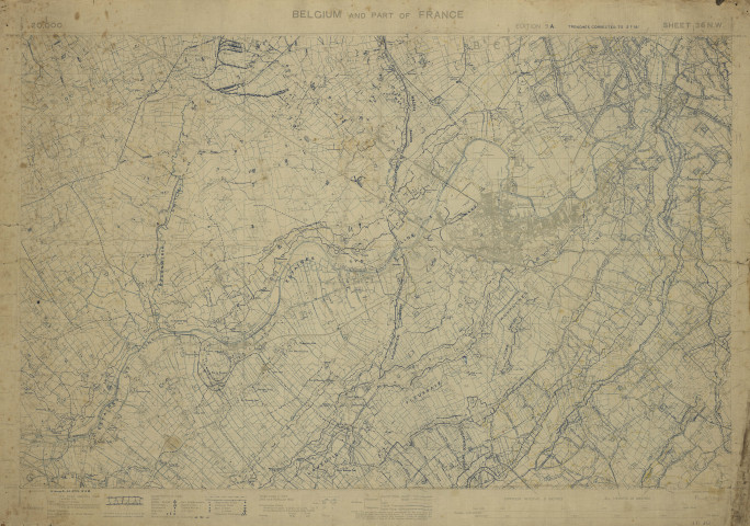 Carte des tranchées britanniques et allemandes dans le secteur d'Armentières.