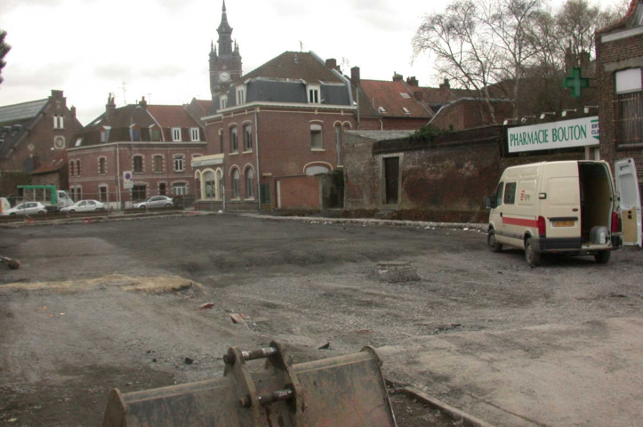 Travaux d'aménagement de la coulée verte après la rue du docteur Chocquet