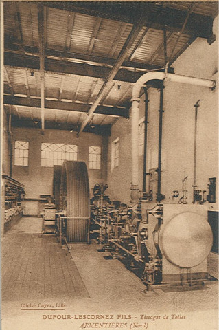 Machinerie de l'usine de tissage de toiles Dufour-Lescornez Fils