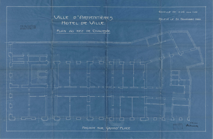 Hôtel de ville, beffroi. - Entretien, réparation, location de salles : devis, correspondance, exposé détaillé, métré, plan, procès-verbal d'adjudication.