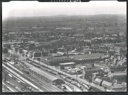 Vue aérienne du quartier de la gare et de la voie ferrée