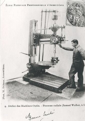 École nationale professionnelle, atelier des machines outils, perceuse radicale