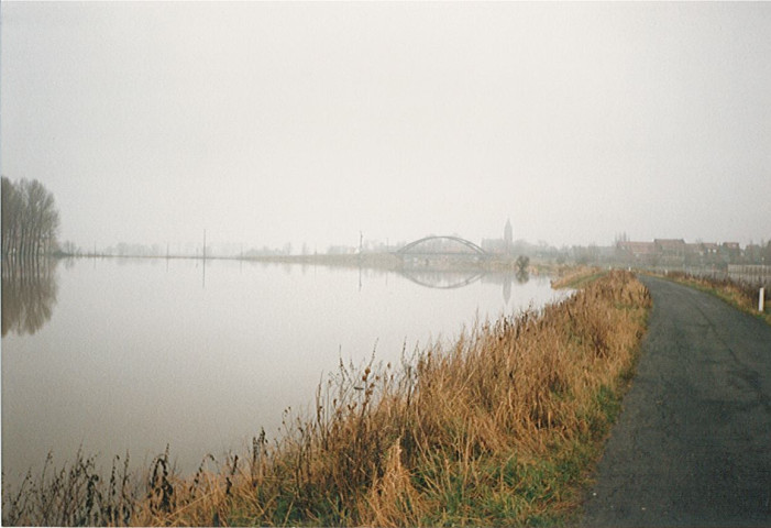 Crue de la Lys, inondation des berges vers Houplines