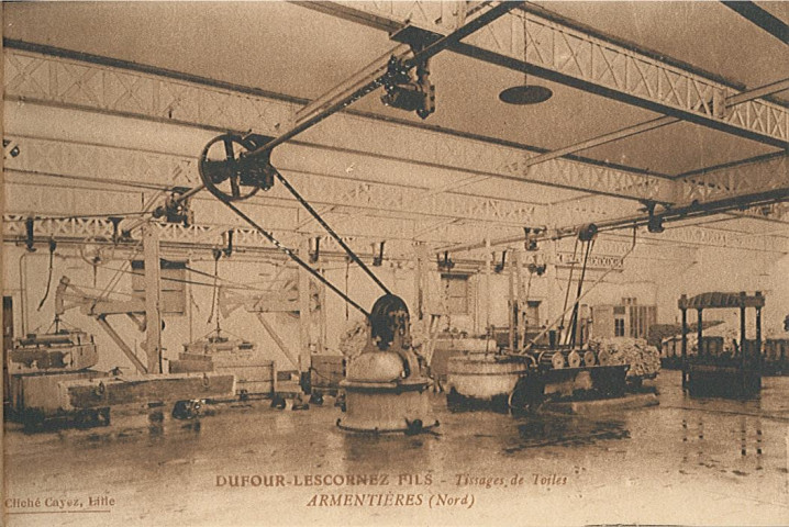 Entraînement des machines de l'usine de tissage de toiles Dufour-Lescornez Fils