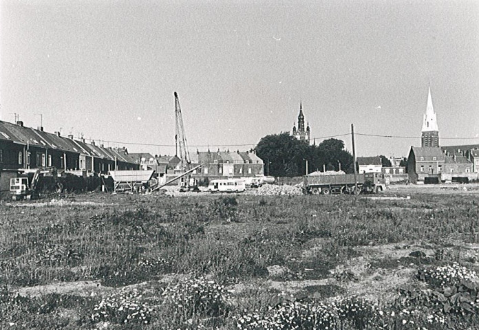 Chantier de construction de résidence HLM rue du Molinel